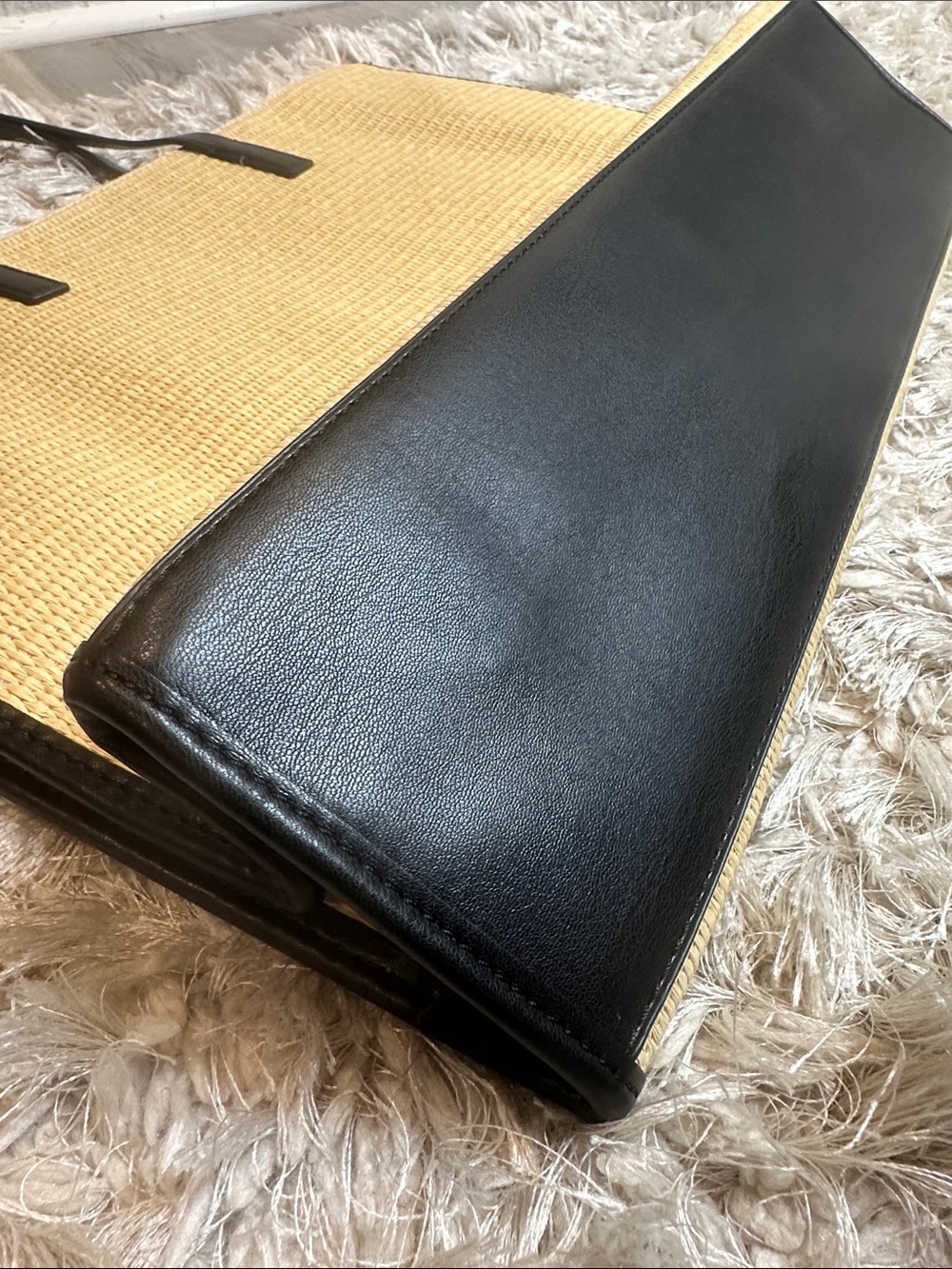 🆕NWT Ted Baker Natural Straw Tote with Black Trim and Handles - Picture 6 of 16